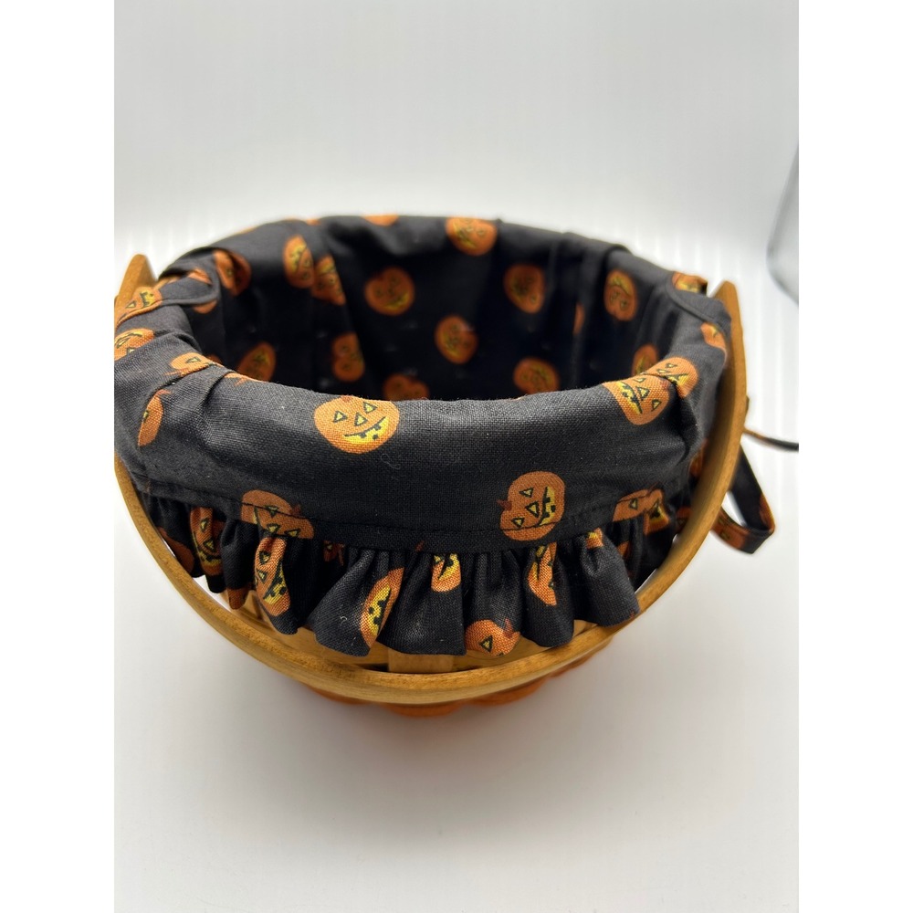 Longaberger Basket Round Handwoven Halloween Pumpkin Liner 1997 Dresden Ohio USA